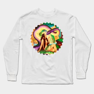 giant snake next to a beautiful brunette woman Long Sleeve T-Shirt